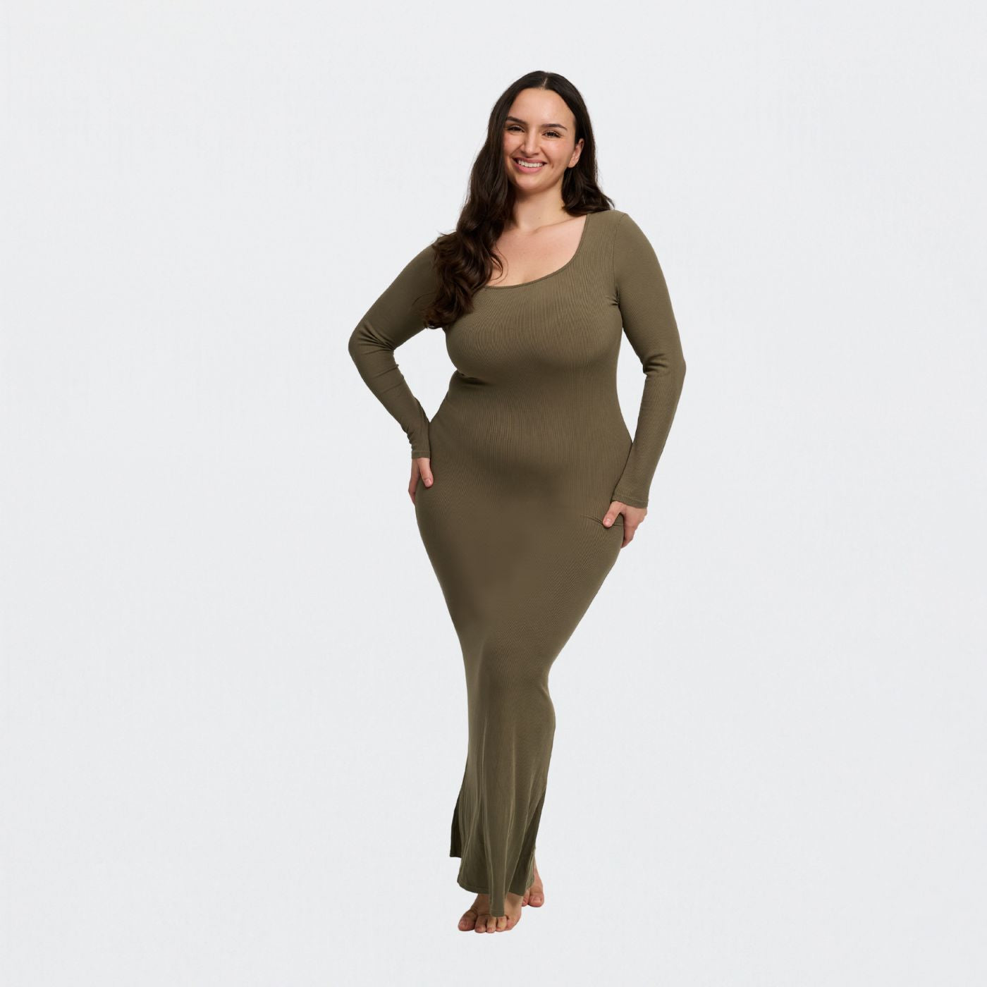 Ribbed long sleeve maxi dress - Secret Sale
