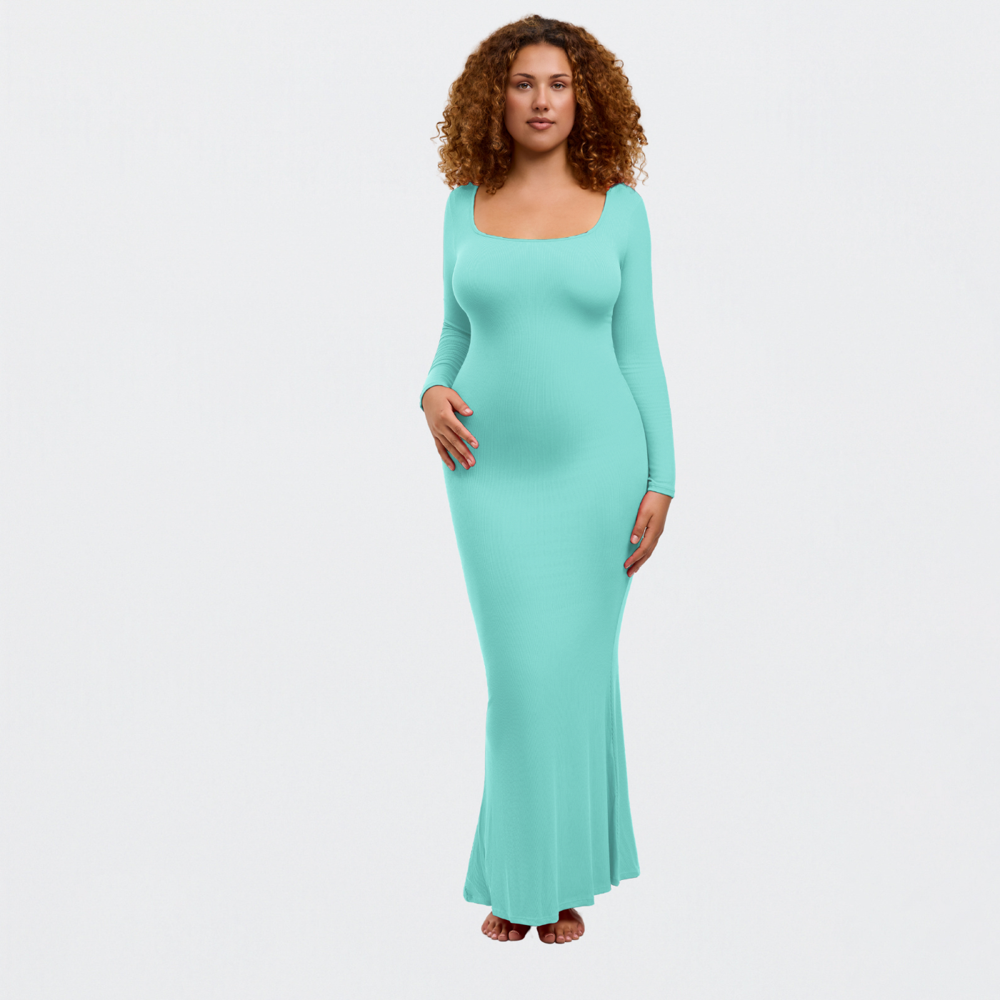 Ribbed long sleeve maxi dress - Secret Sale