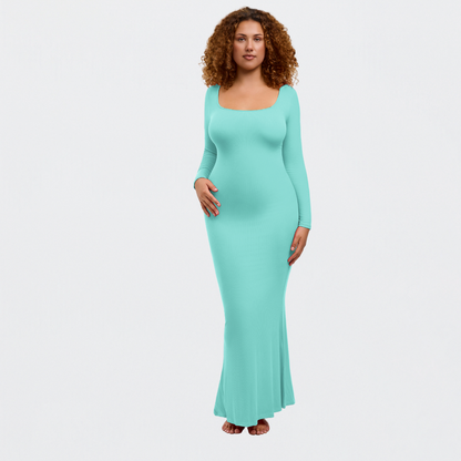 Ribbed long sleeve maxi dress