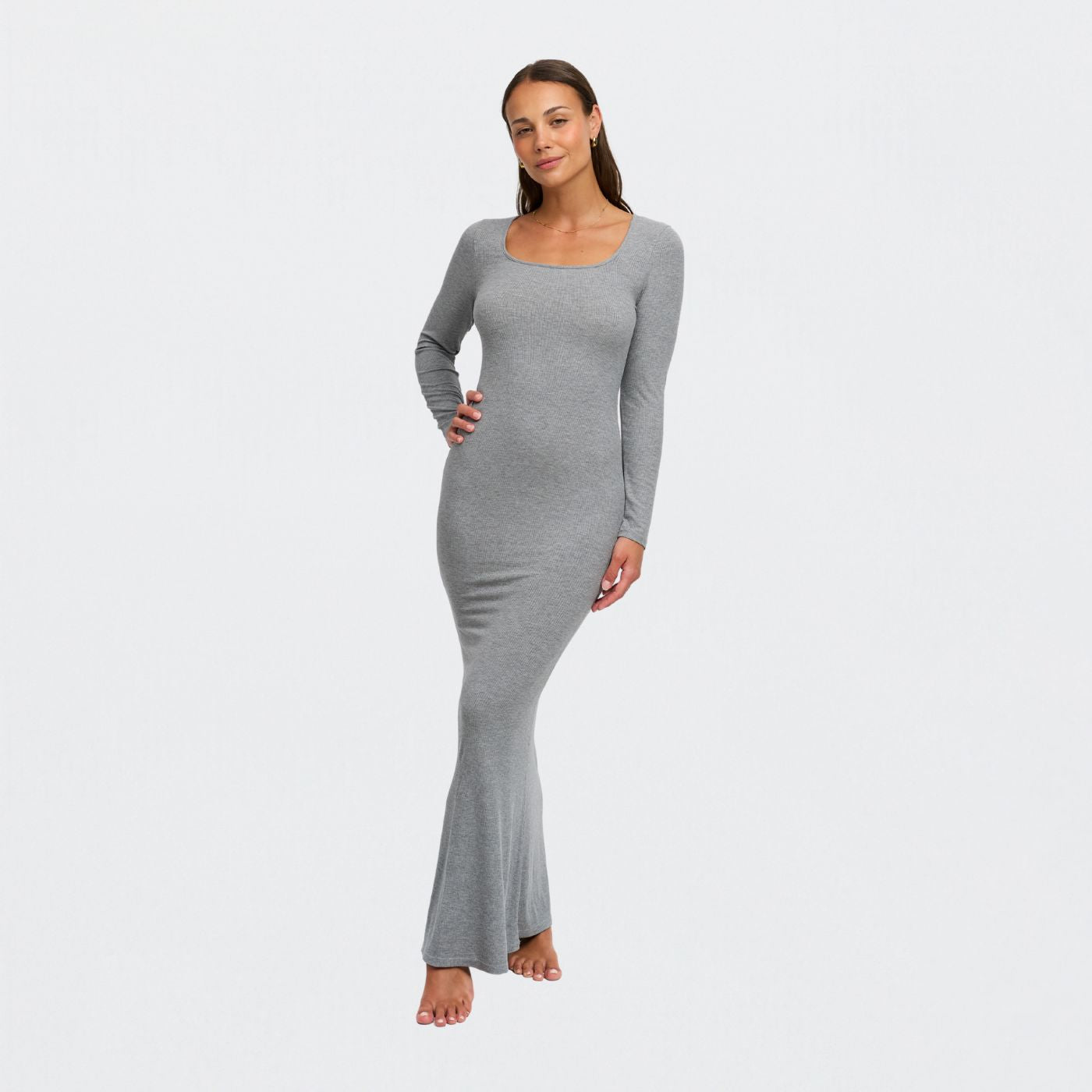 Ribbed long sleeve maxi dress - Secret Sale