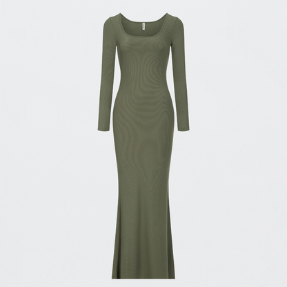 Ribbed long sleeve maxi dress