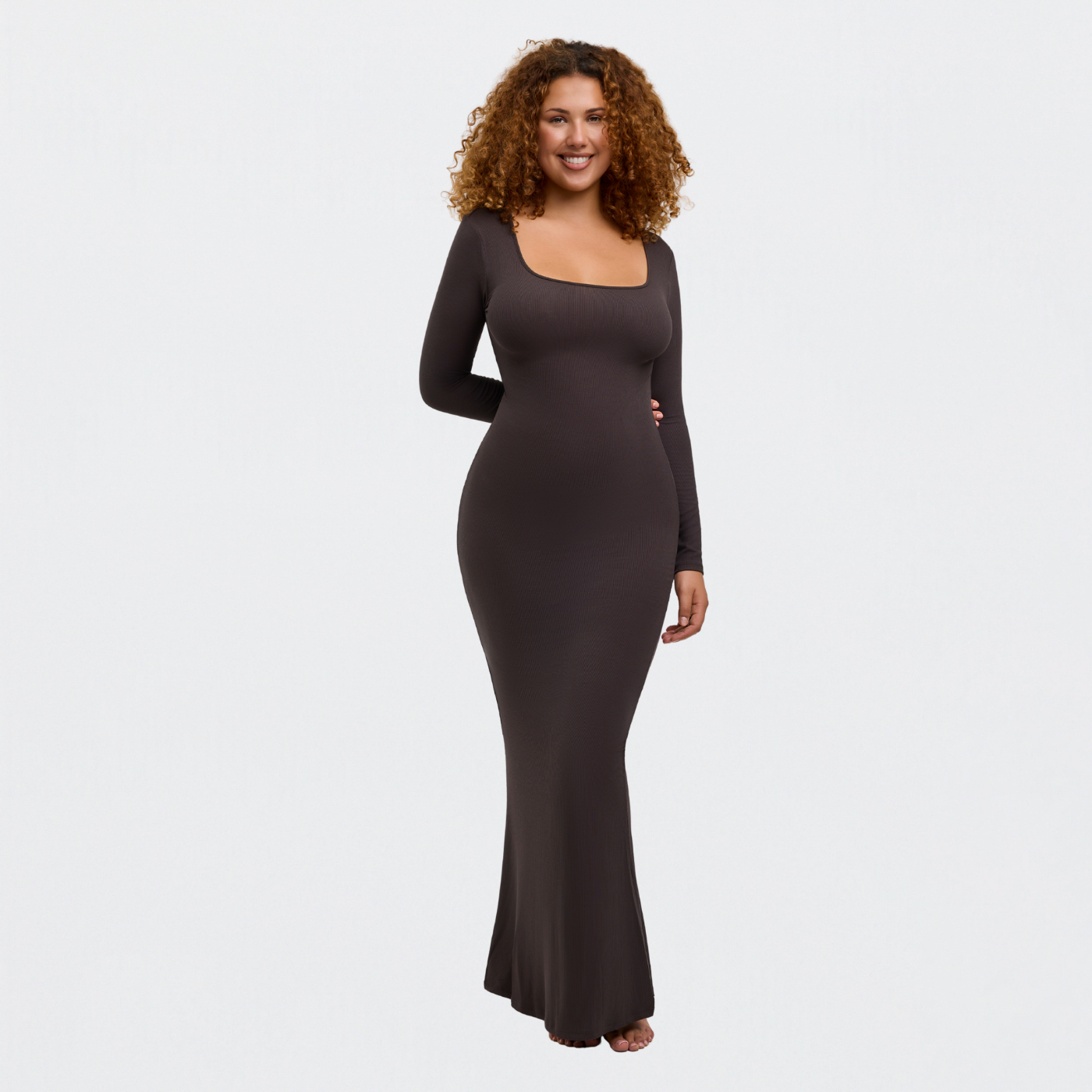 Ribbed long sleeve maxi dress - Secret Sale