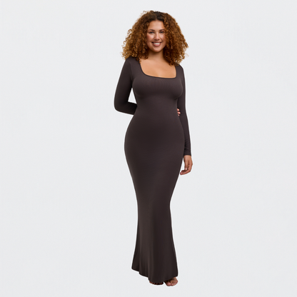 Ribbed long sleeve maxi dress - Secret Sale