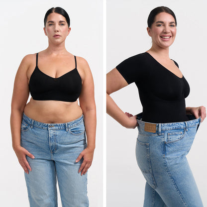 T-shirt bodysuit sculpting shapewear with briefs - Secret Sale