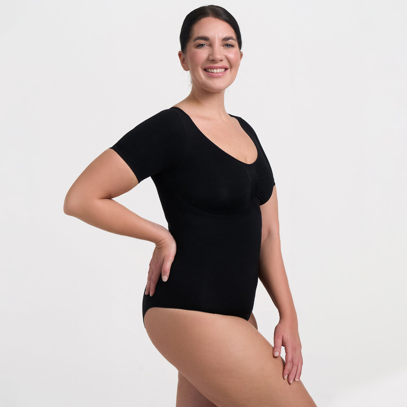 T-shirt bodysuit sculpting shapewear with thong - Secret Sale