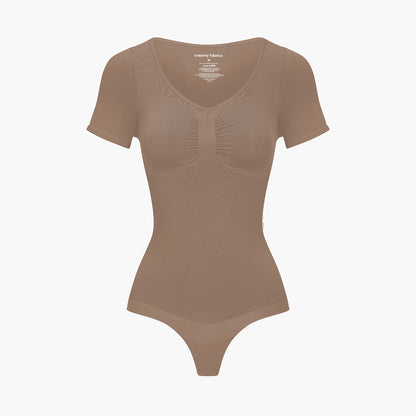 T-shirt bodysuit sculpting shapewear with thong (#2)