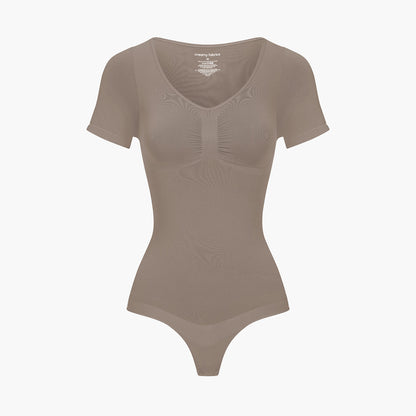 T-shirt bodysuit sculpting shapewear with thong (#2)