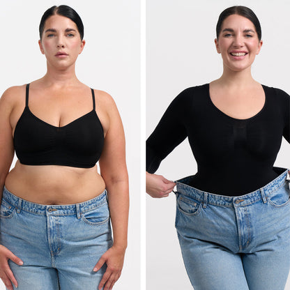 Bodysuit Sculpting Shapewear longsleeve with thong - Secret Sale