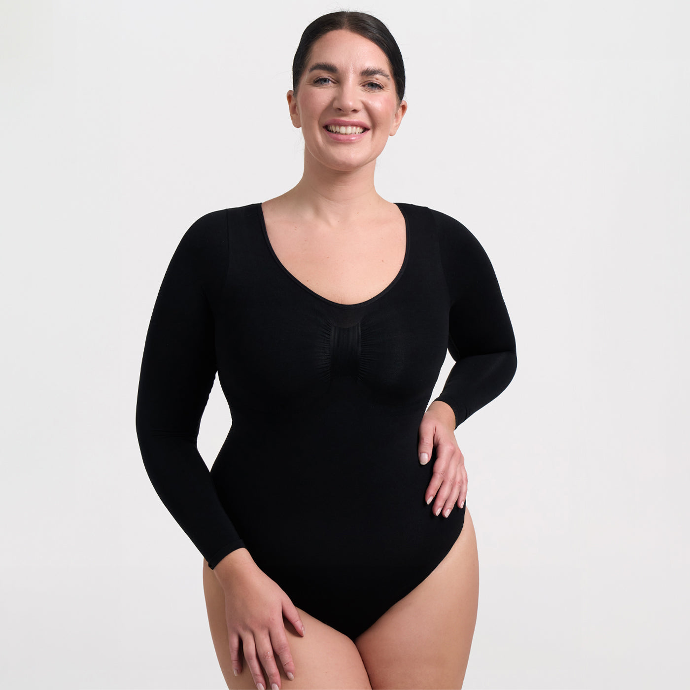 Bodysuit Sculpting Shapewear longsleeve with thong - Secret Sale