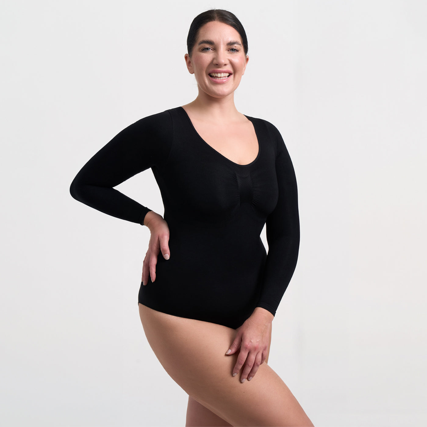 Bodysuit Sculpting Shapewear longsleeve with thong - Secret Sale
