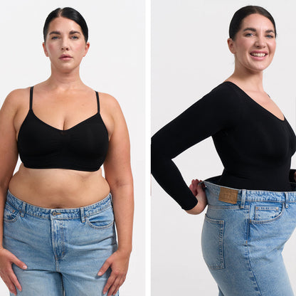 Bodysuit Sculpting Shapewear longsleeve with thong - Secret Sale