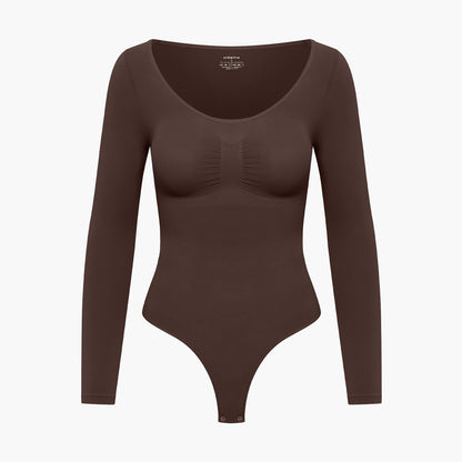 Bodysuit Sculpting Shapewear longsleeve with thong - Secret Sale