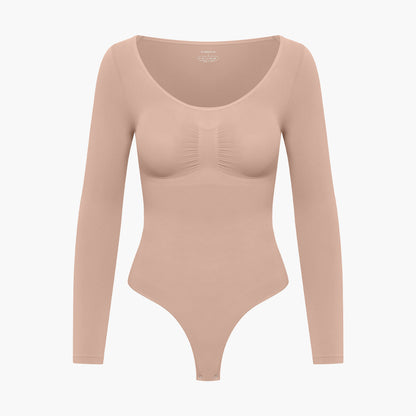 Bodysuit Sculpting Shapewear longsleeve with thong - Secret Sale