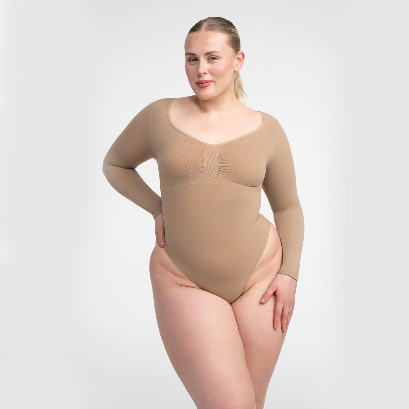 Bodysuit Sculpting Shapewear longsleeve with thong - Secret Sale