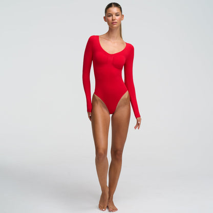 Bodysuit Sculpting Shapewear longsleeve with thong - Secret Sale