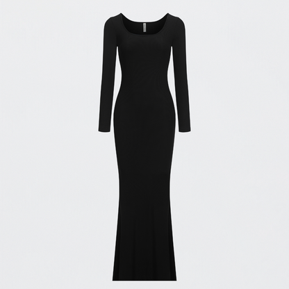 Ribbed long sleeve maxi dress