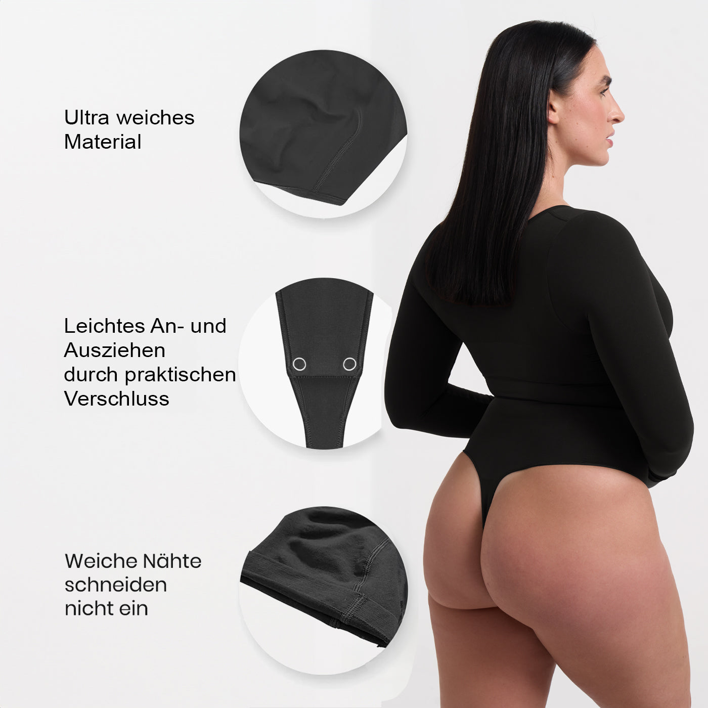 Bodysuit Sculpting Shapewear longsleeve with string