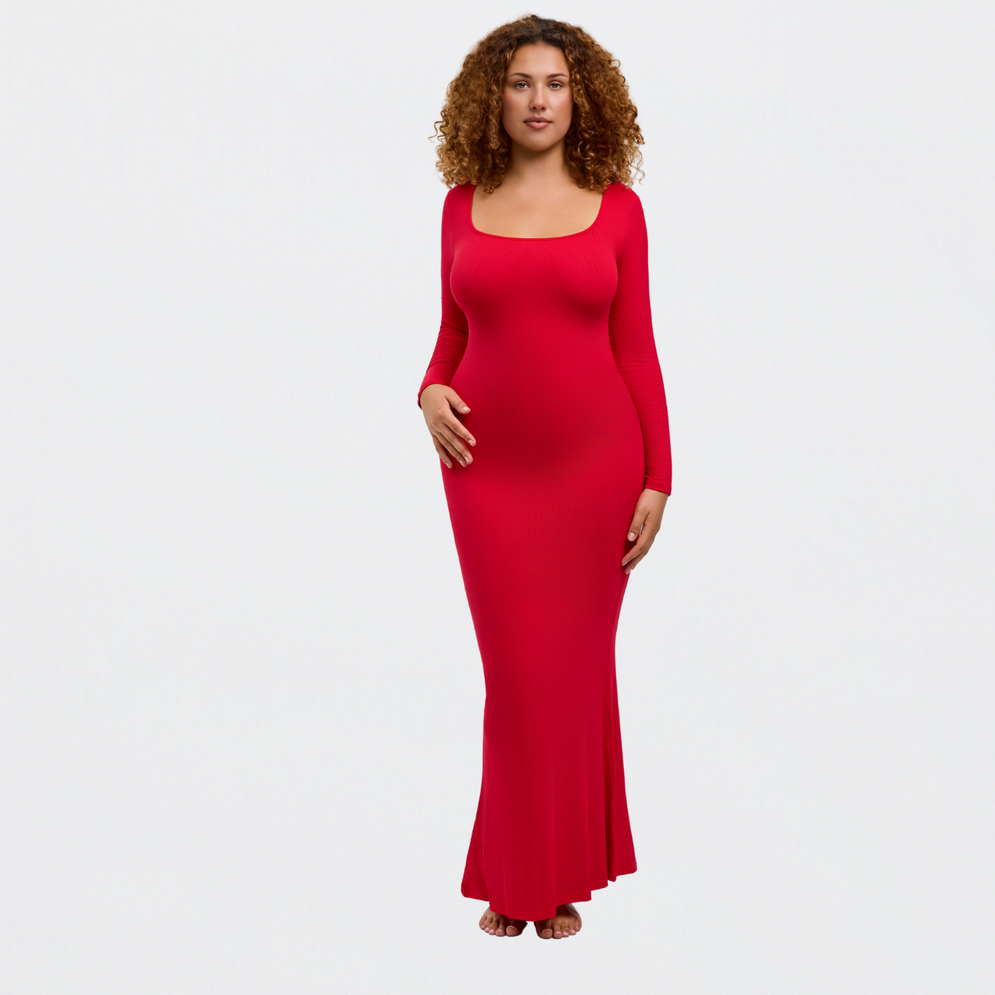 Ribbed long sleeve maxi dress - Secret Sale