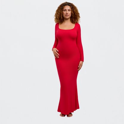 Ribbed long sleeve maxi dress