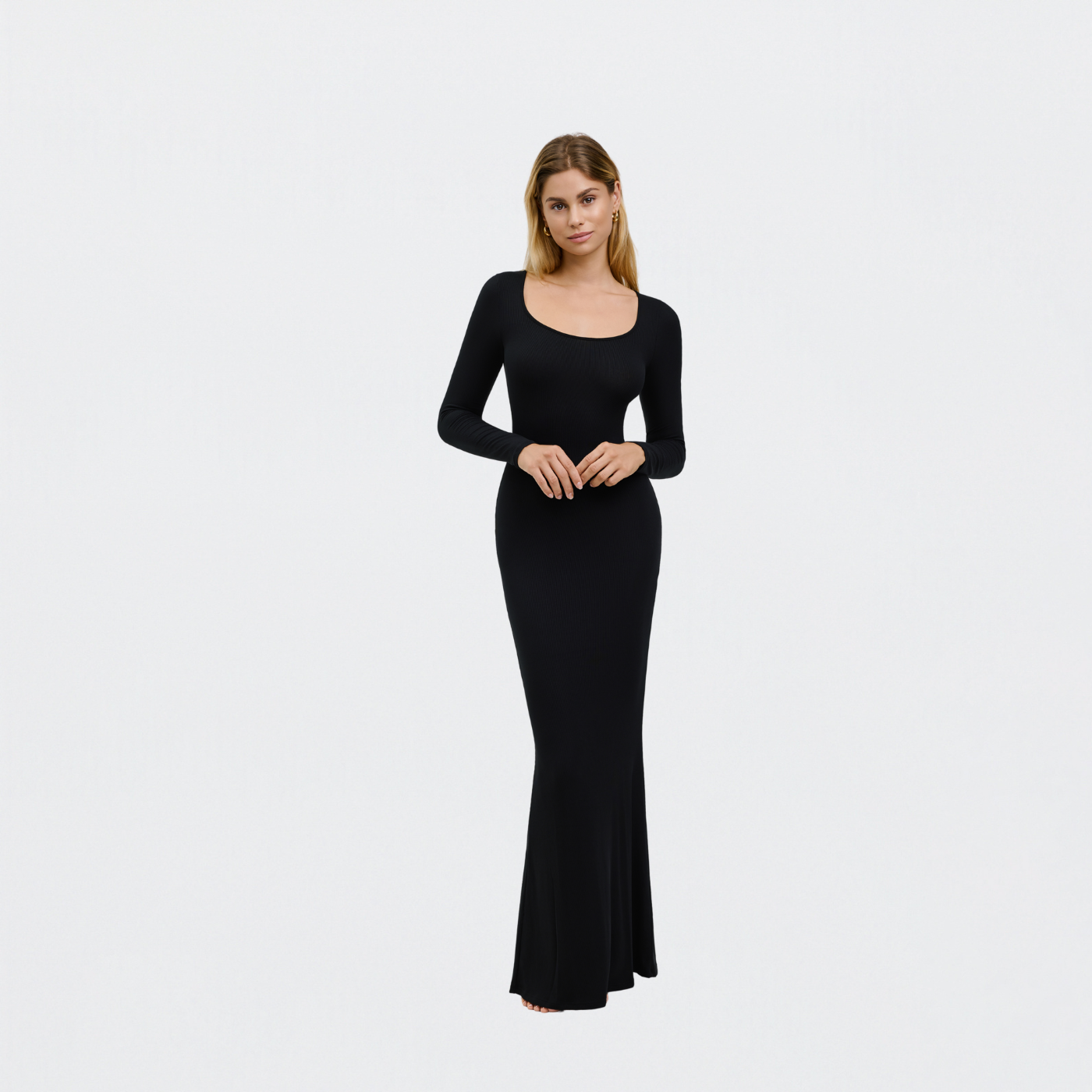Ribbed long sleeve maxi dress - Secret Sale