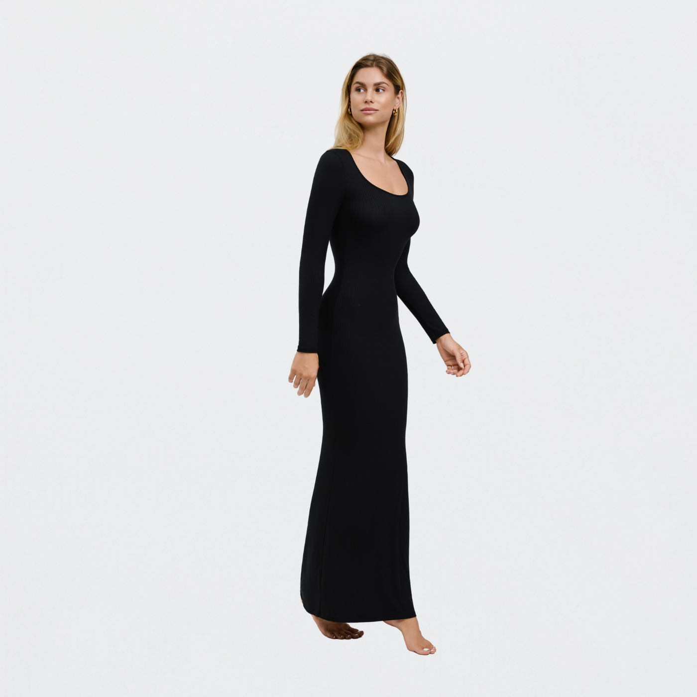 Ribbed long sleeve maxi dress - Secret Sale