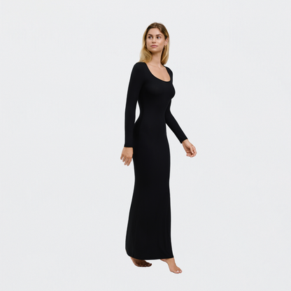 Ribbed long sleeve maxi dress