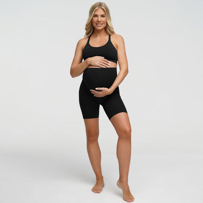 Seamless maternity shorts with a high waistband
