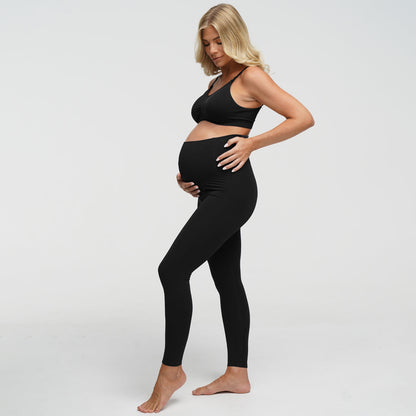 Seamless maternity leggings with a high waistband