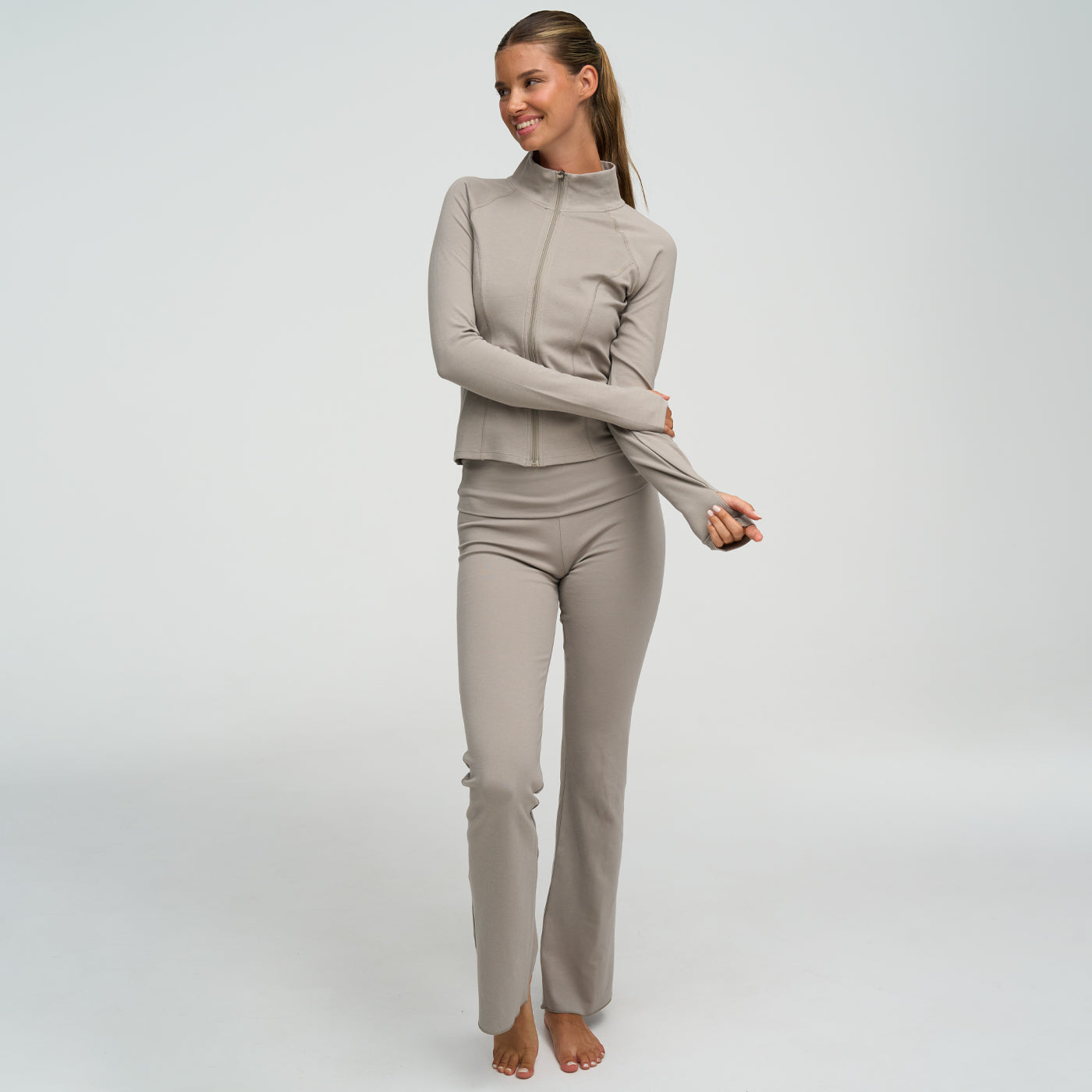 Cotton Body Fitted Zipper Jacket