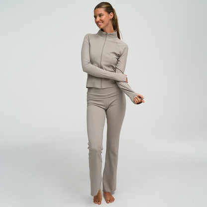 Cotton Body Fitted Zipper Jacket