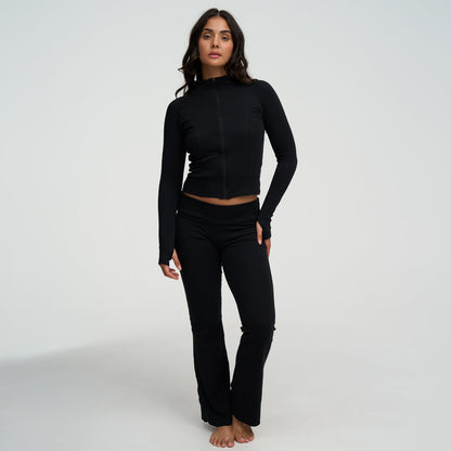 Cotton Body Fitted Zipper Jacket