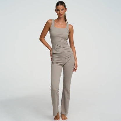 Cotton tank top with square neckline