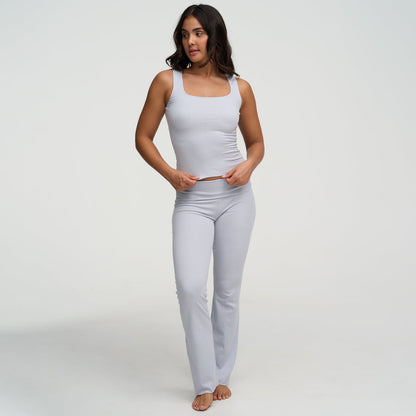 Cotton tank top with square neckline