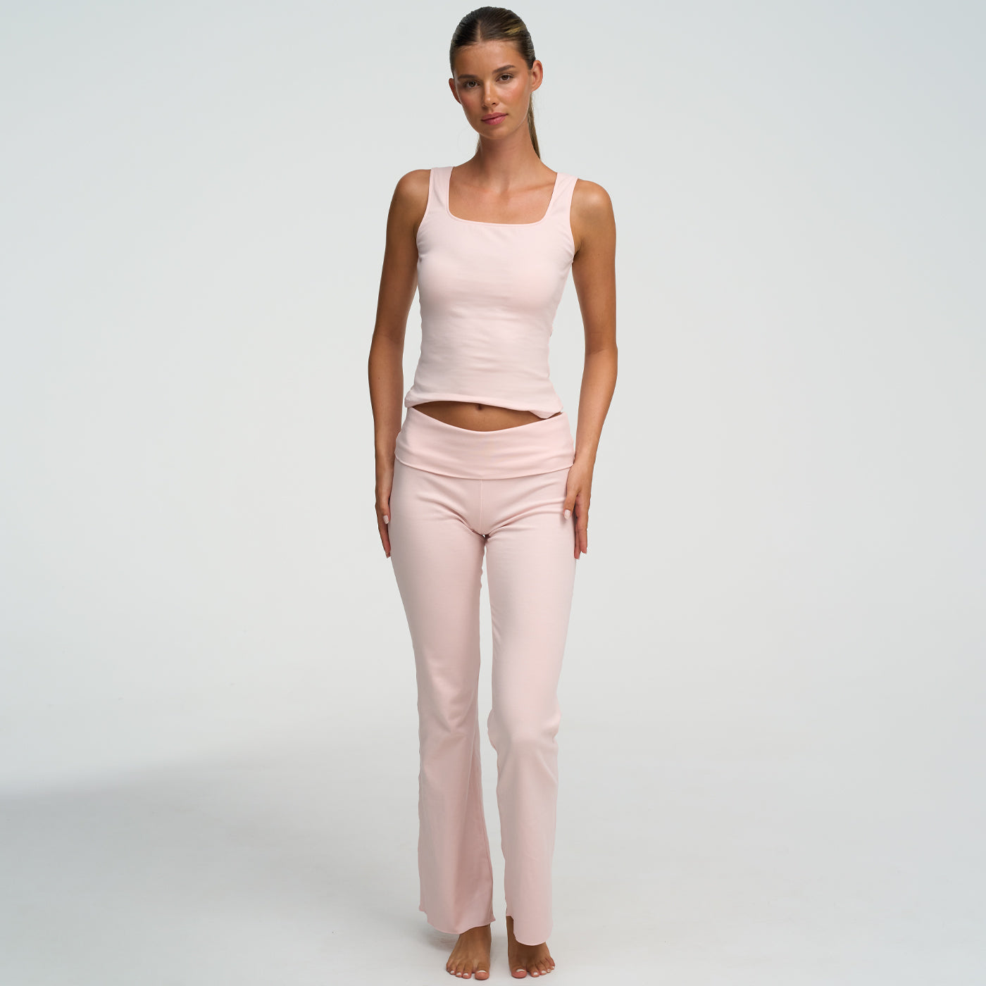 Cotton tank top with square neckline