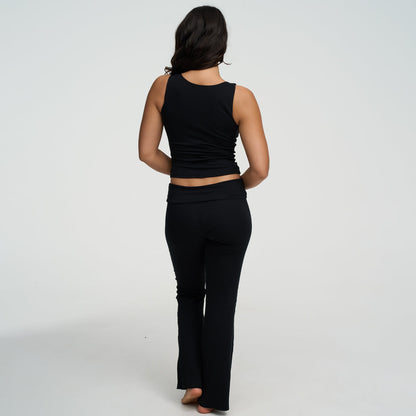 Cotton tank top with square neckline
