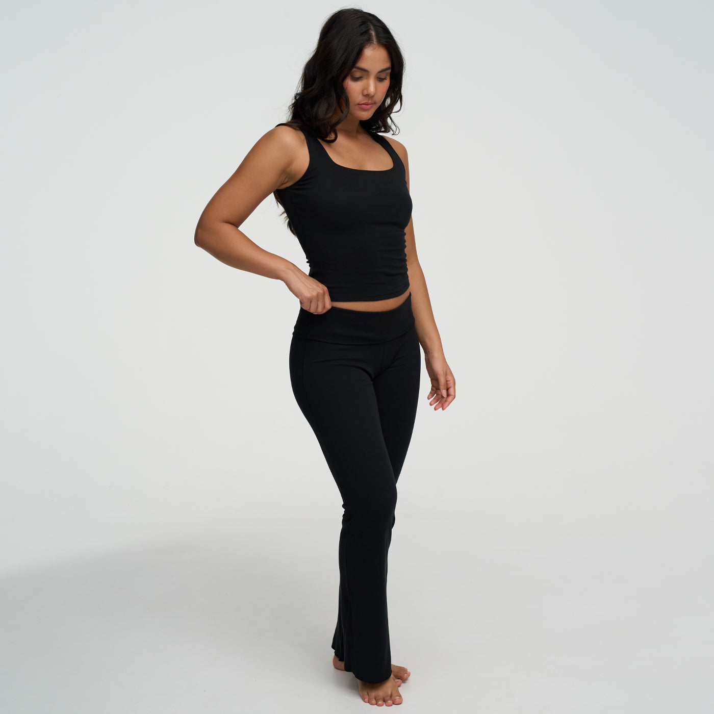 Cotton tank top with square neckline