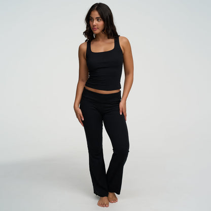 Cotton tank top with square neckline