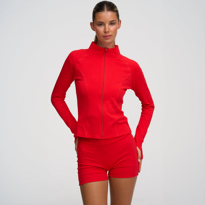 Cotton Body Fitted Zipper Jacket