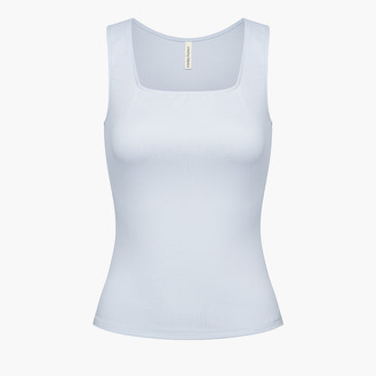 Cotton tank top with square neckline