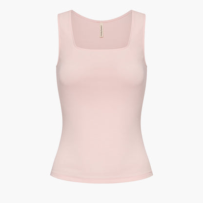 Cotton tank top with square neckline