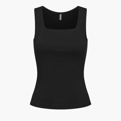 Cotton tank top with square neckline