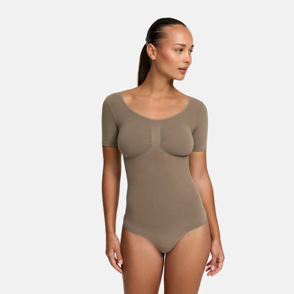 T-shirt bodysuit sculpting shapewear with thong (#2)