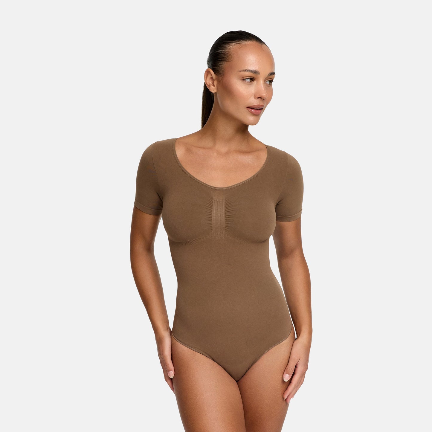 T-shirt bodysuit sculpting shapewear with thong (#2)