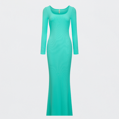 Ribbed long sleeve maxi dress